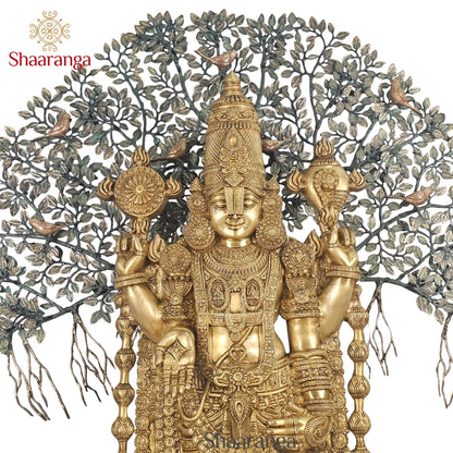 55 Inches Shaaranga Signature “Shesha Shaila Venkateshwara” – Majestic Brass Masterpiece with Sacred Tree