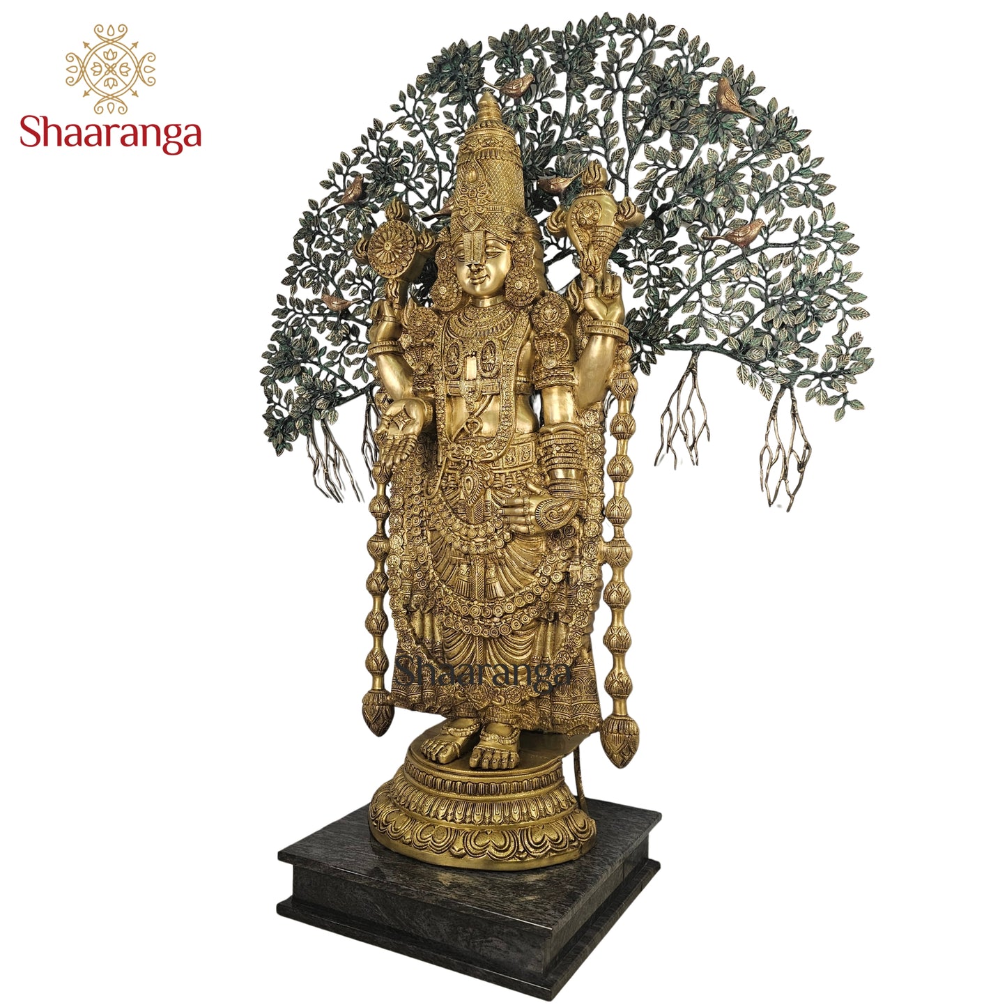 55 Inches Shaaranga Signature “Shesha Shaila Venkateshwara” – Majestic Brass Masterpiece with Sacred Tree