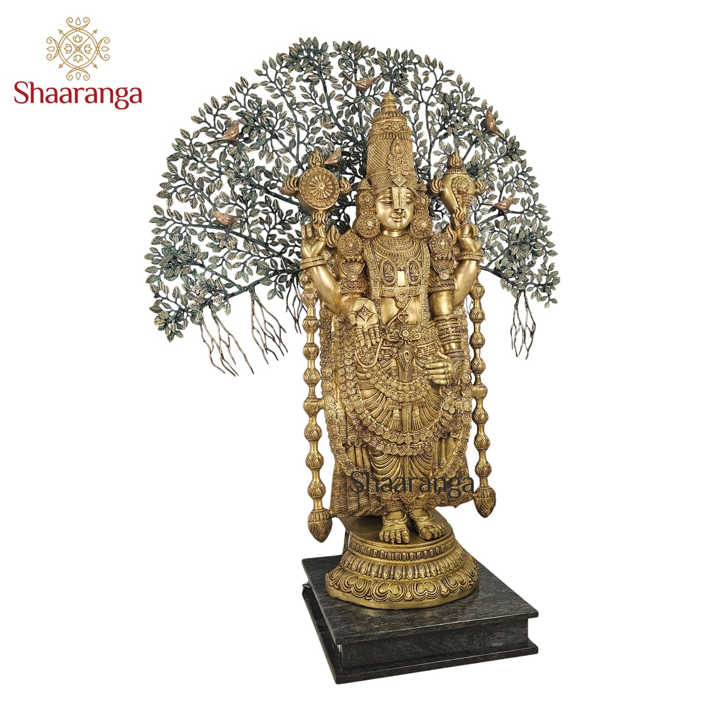55 Inches Shaaranga Signature “Shesha Shaila Venkateshwara” – Majestic Brass Masterpiece with Sacred Tree