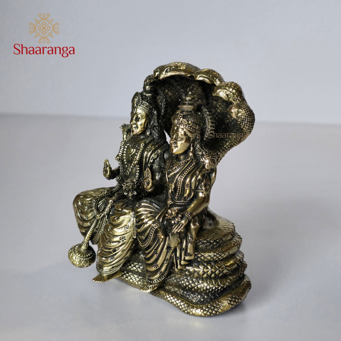 5 Inches Brass Vishnu Lakshmi on Seshnag