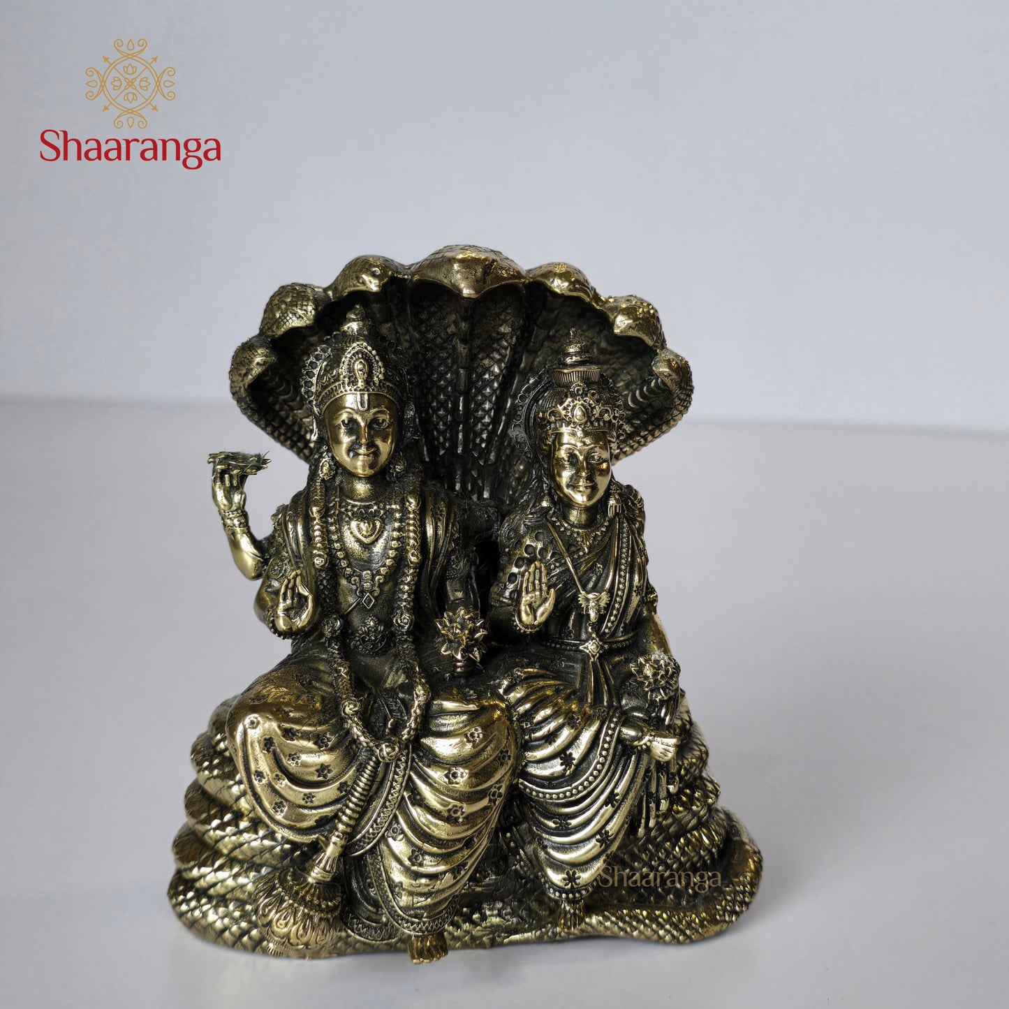 5 Inches Brass Vishnu Lakshmi on Seshnag