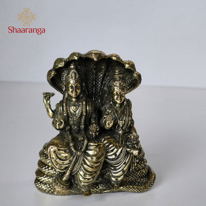 5 Inches Brass Vishnu Lakshmi on Seshnag