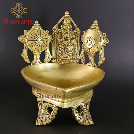 7 Inches Brass Deepam With Balaji