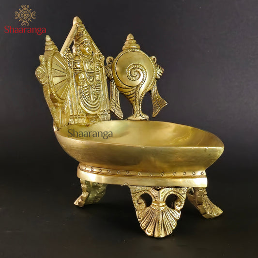 7 Inches Brass Deepam With Balaji