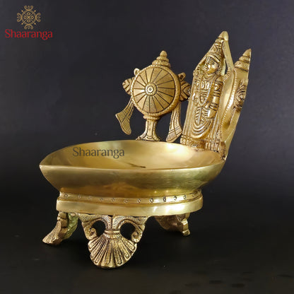 7 Inches Brass Deepam With Balaji