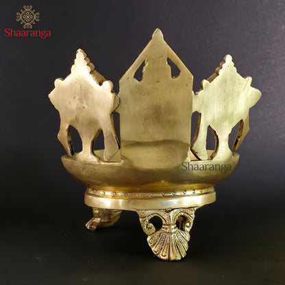 7 Inches Brass Deepam With Balaji