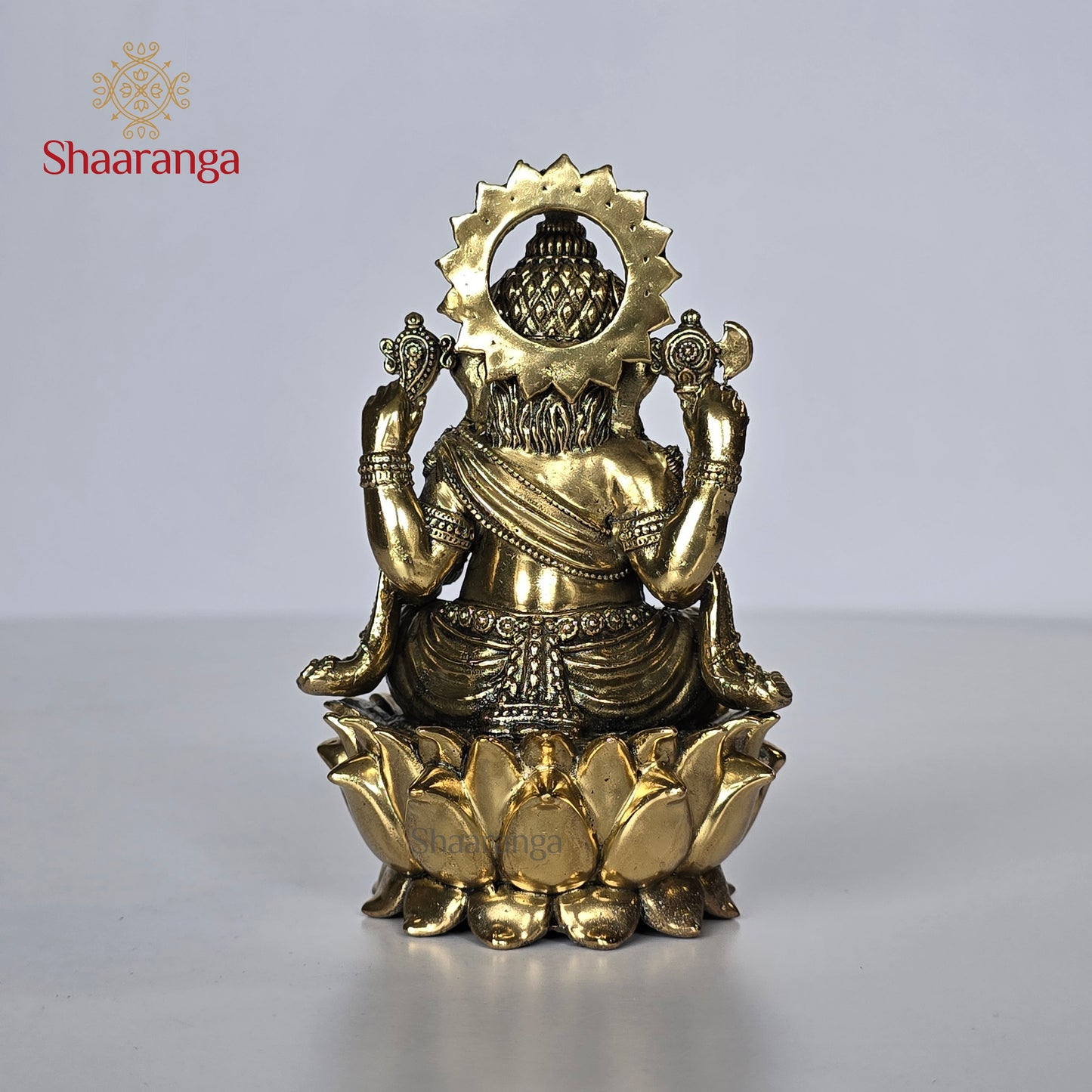 5 Inches Brass Ganesha On Lotus