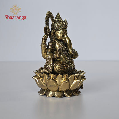 5 Inches Brass Ganesha On Lotus