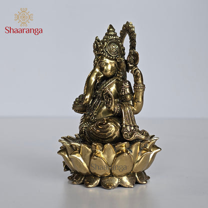 5 Inches Brass Ganesha On Lotus