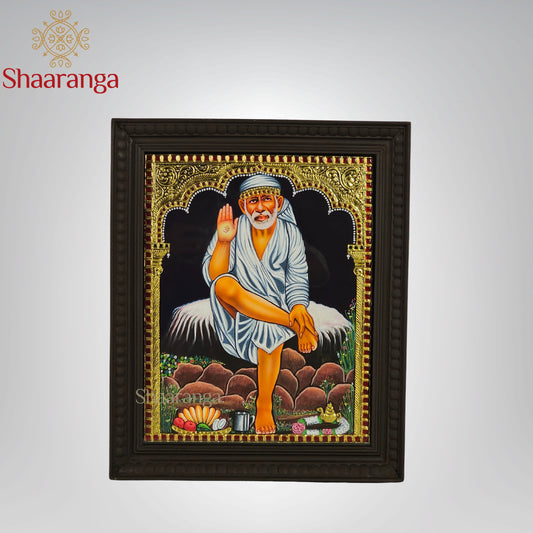 18x15 Inches Saibaba  Tanjore Painting with 22K Gold Work