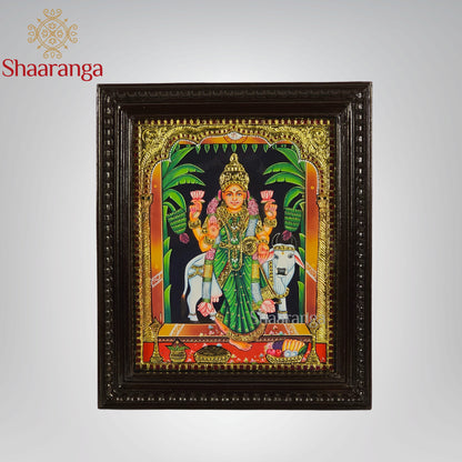 18x15 Inches Gruha  Lakshmi  Tanjore Painting with 22K Gold Work
