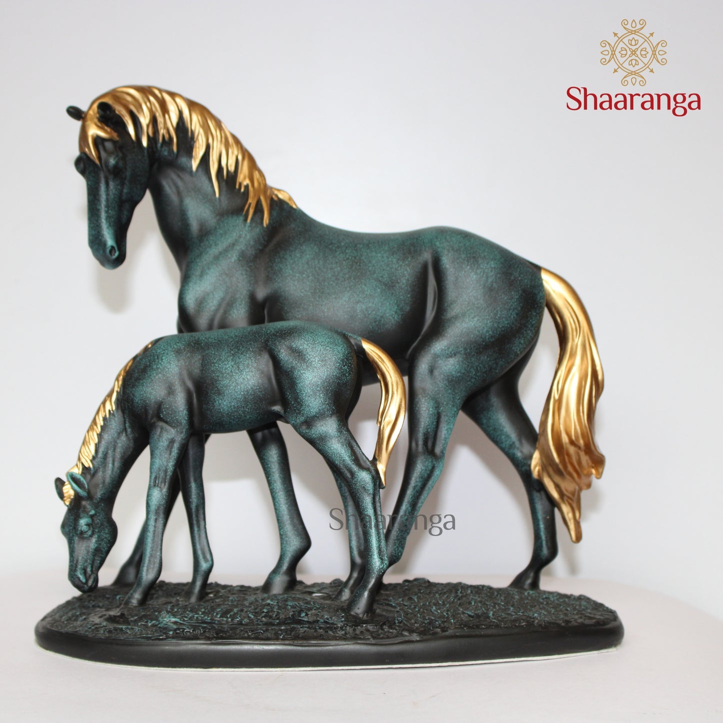 11 Inches Polyresin Horse With Baby