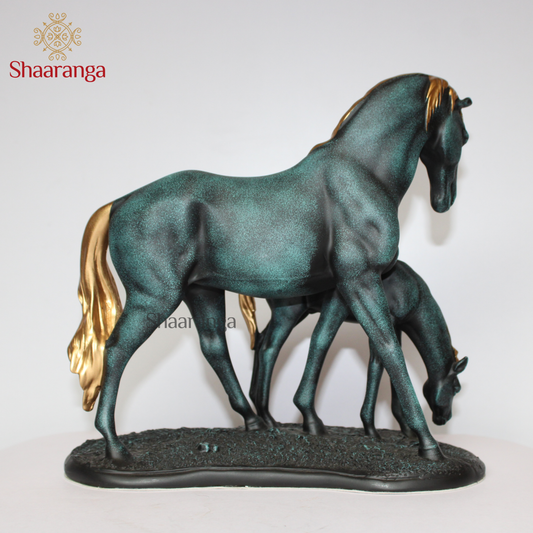 11 Inches Polyresin Horse With Baby