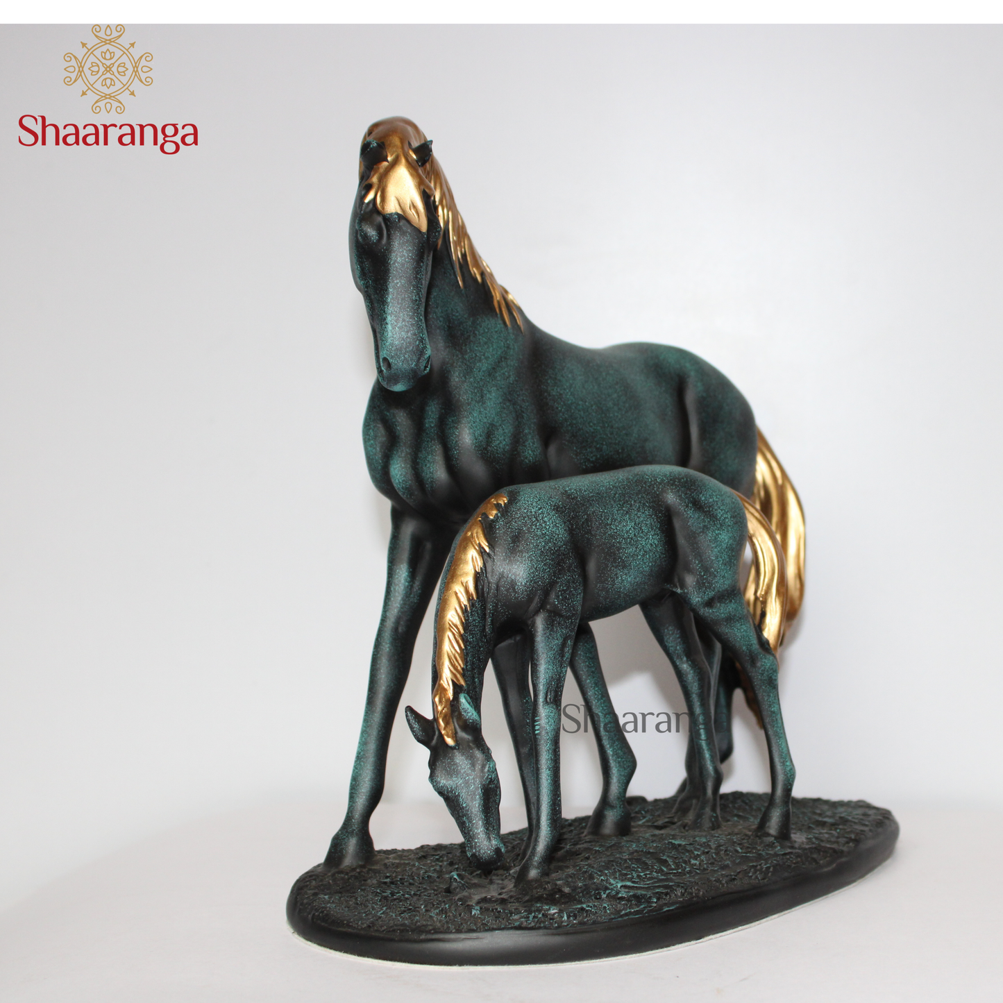 11 Inches Polyresin Horse With Baby