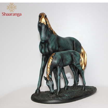 11 Inches Polyresin Horse With Baby