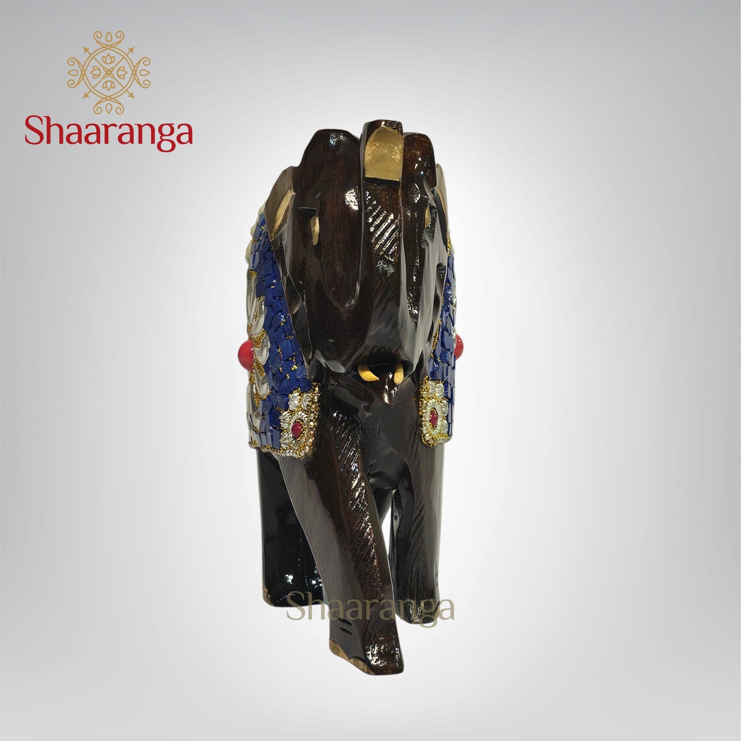 6 Inches Wooden Elephant embellished with beads