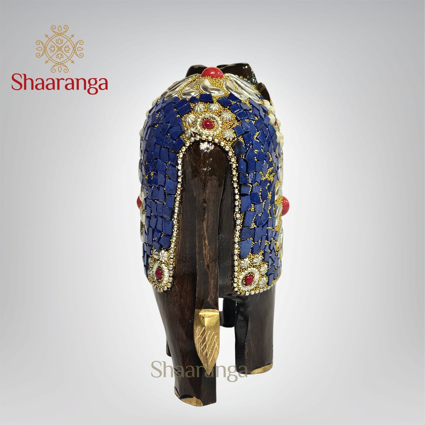 6 Inches Wooden Elephant embellished with beads