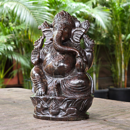 8 Inches Semi- Precious Stone  Ganesh