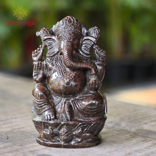 8 Inches Semi- Precious Stone  Ganesh