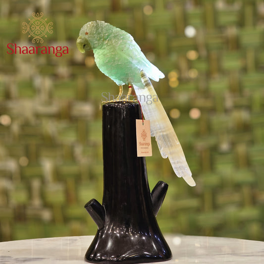 13 Inches Parrot in Green Jade Stone