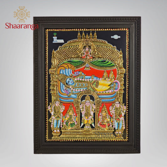 28x22 Inches Sri Ranganatha Swamy Tanjore Painting with 22K Gold work