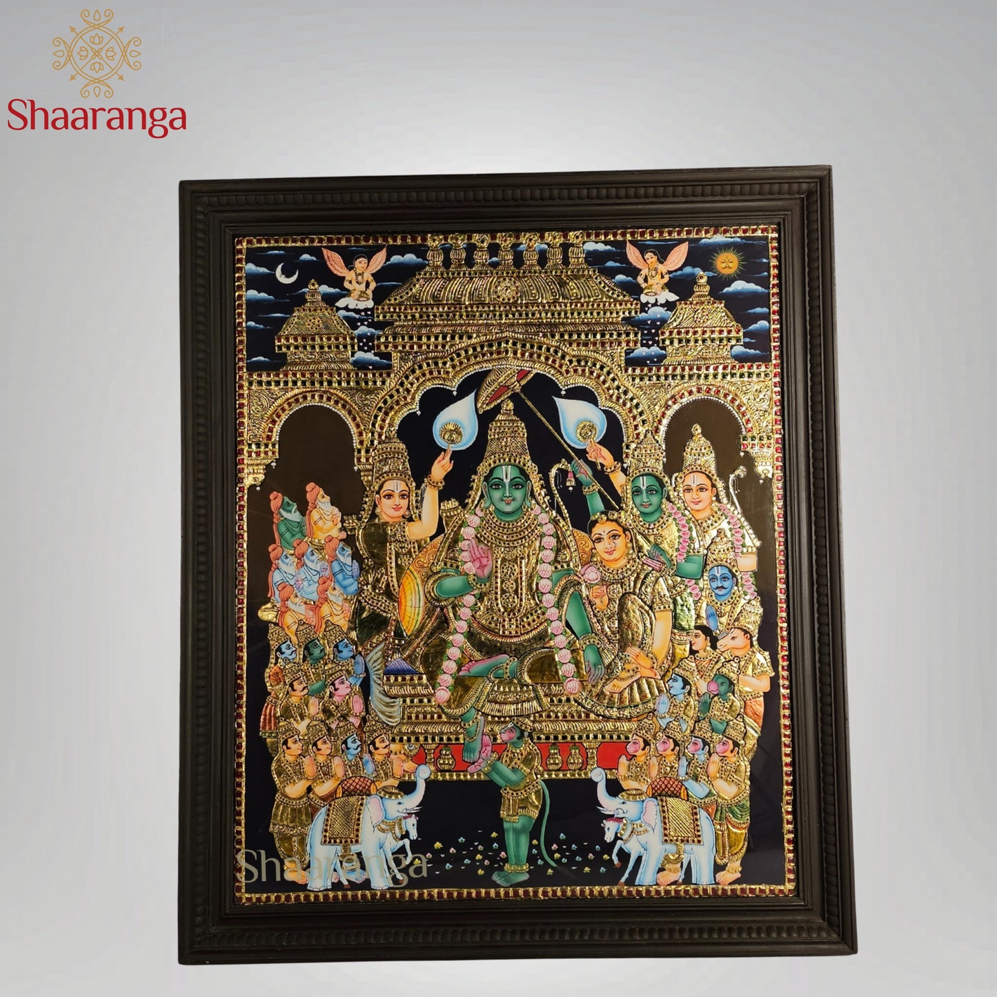 34x40 Inches Rama Pattabhishekam Tanjore Painting with 22K Gold Work