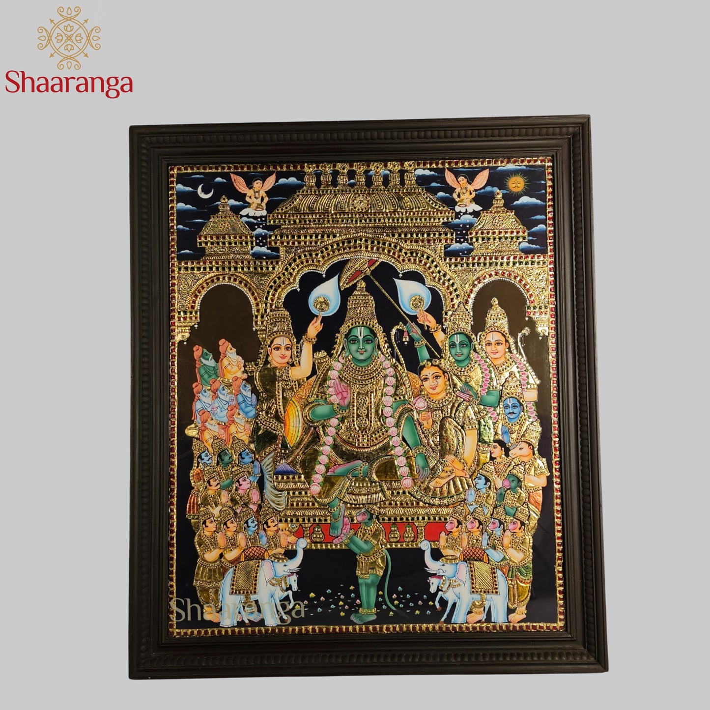 34x40 Inches Rama Pattabhishekam Tanjore Painting with 22K Gold Work