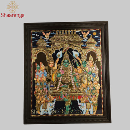 34x40 Inches Rama Pattabhishekam Tanjore Painting with 22K Gold Work