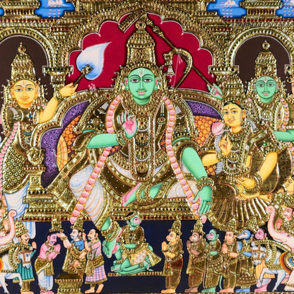 42 Inches Sri Rama Pattabhishekam – Grand Tanjore Painting | Shaaranga Exclusive