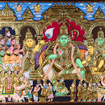 42 Inches Sri Rama Pattabhishekam – Grand Tanjore Painting | Shaaranga Exclusive