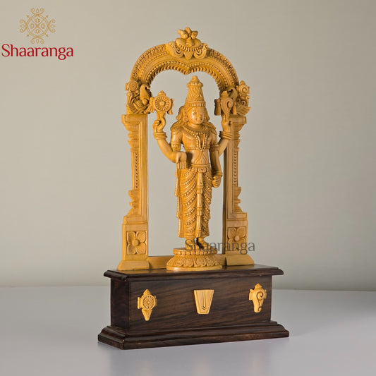 13 Inches Sandal Wood Venkateshwara Swamy with arch