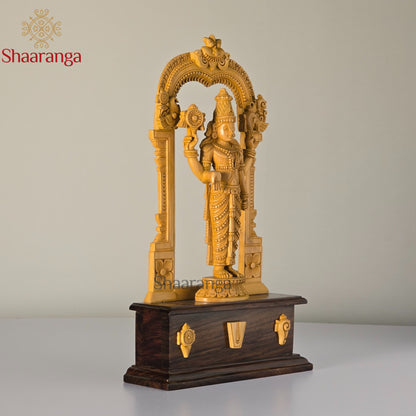 13 Inches Sandal Wood Venkateshwara Swamy with arch