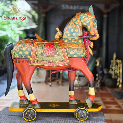 39 Inches Wooden Horse with Base