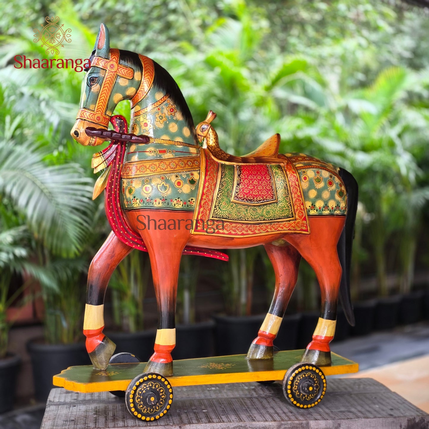 39 Inches Wooden Horse with Base