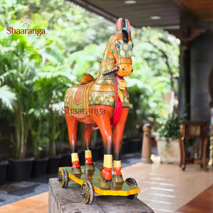 39 Inches Wooden Horse with Base