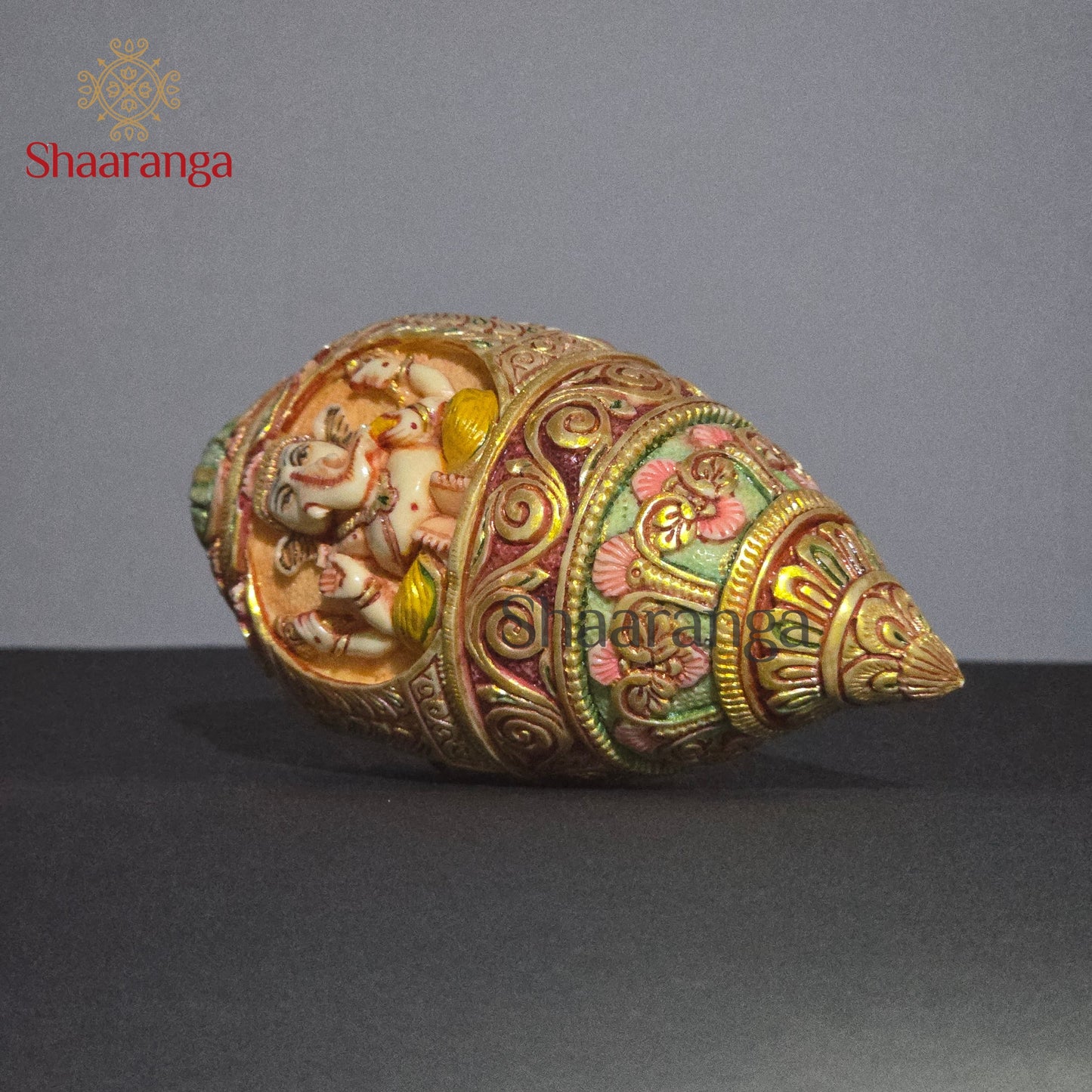 3.5 Inches Cultured Marble Ganesh Sankh
