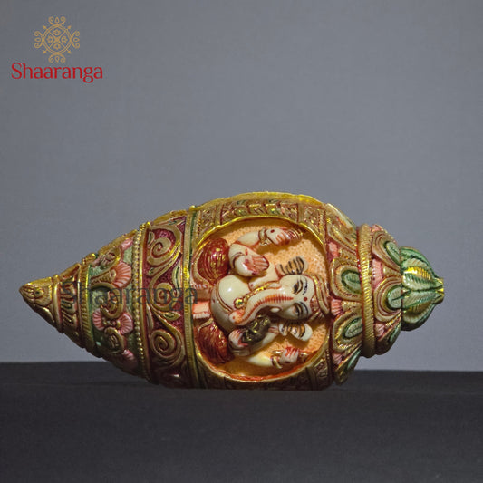 3.5 Inches Cultured Marble Ganesh Sankh