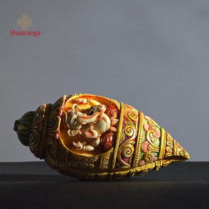 3.5 Inches Cultured Marble Ganesh Sankh