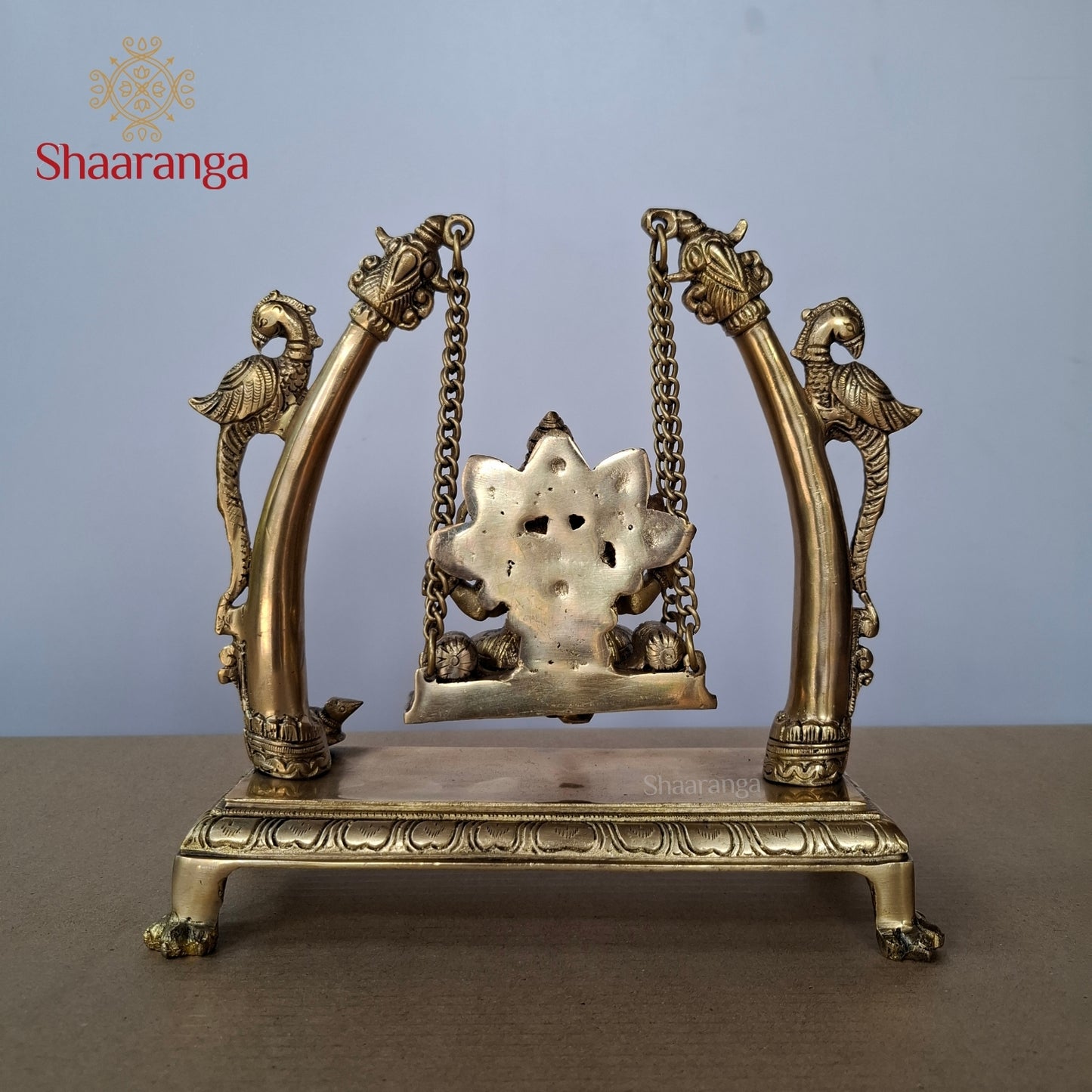10 Inches Brass Ganesha in Peacock Swing