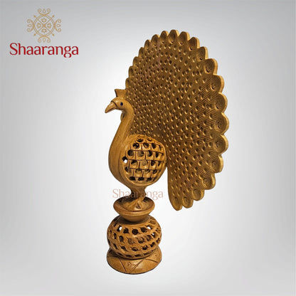 9 Inches Wooden Dancing Peacock with Cut Work