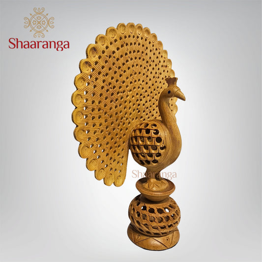 9 Inches Wooden Dancing Peacock with Cut Work