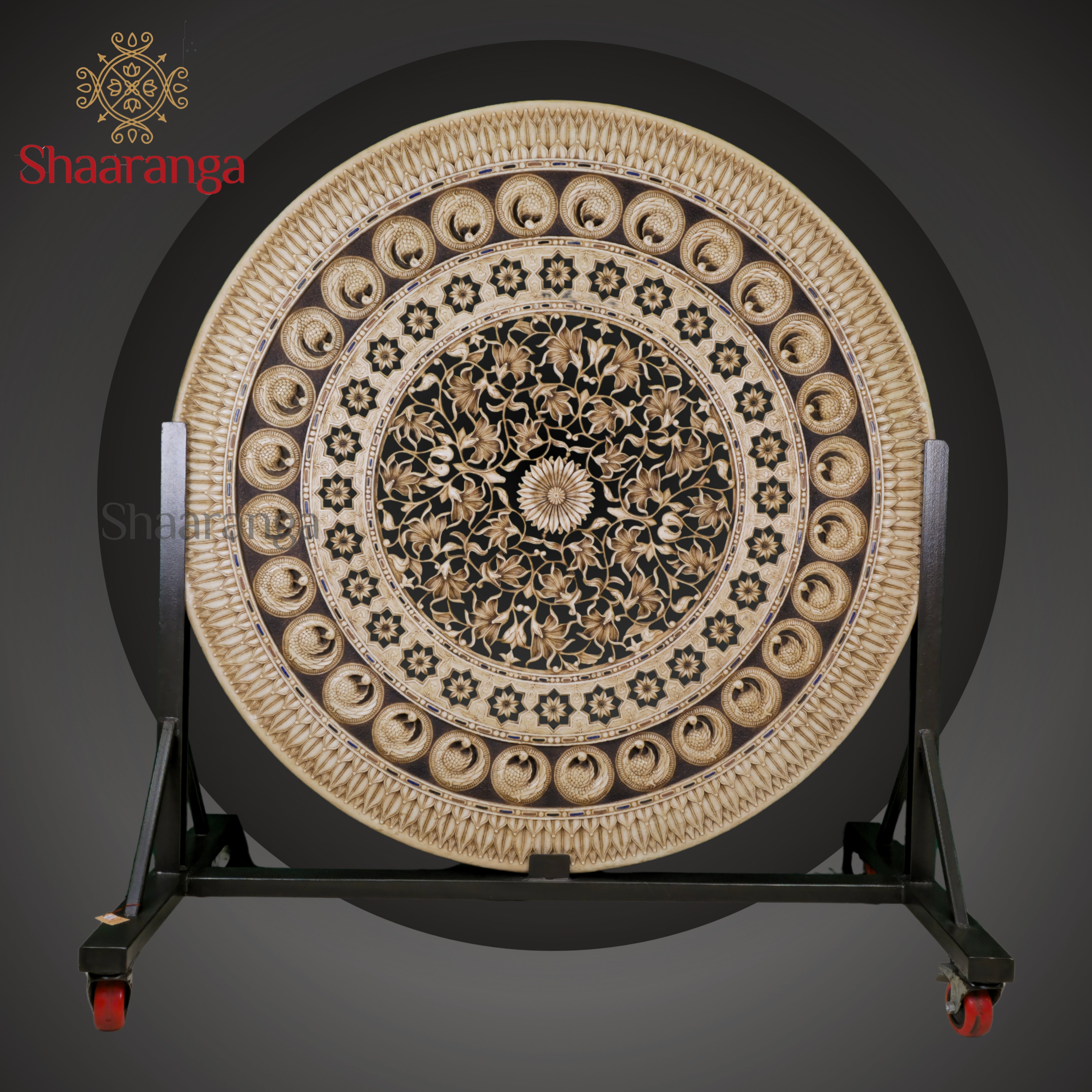 5-Feet Round Marble Panel with stand – A Grand Statement of Timeless Art