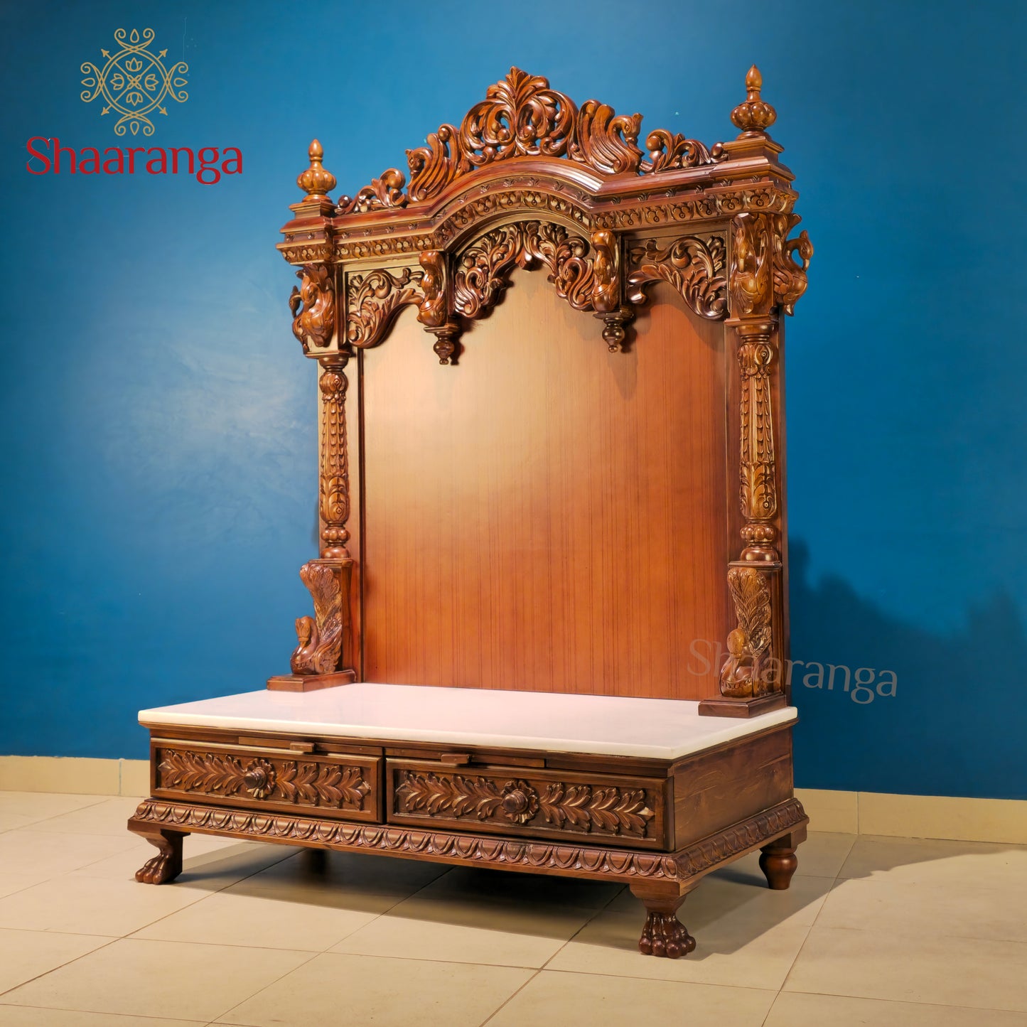 53 Inches Teak wood Open Mandir