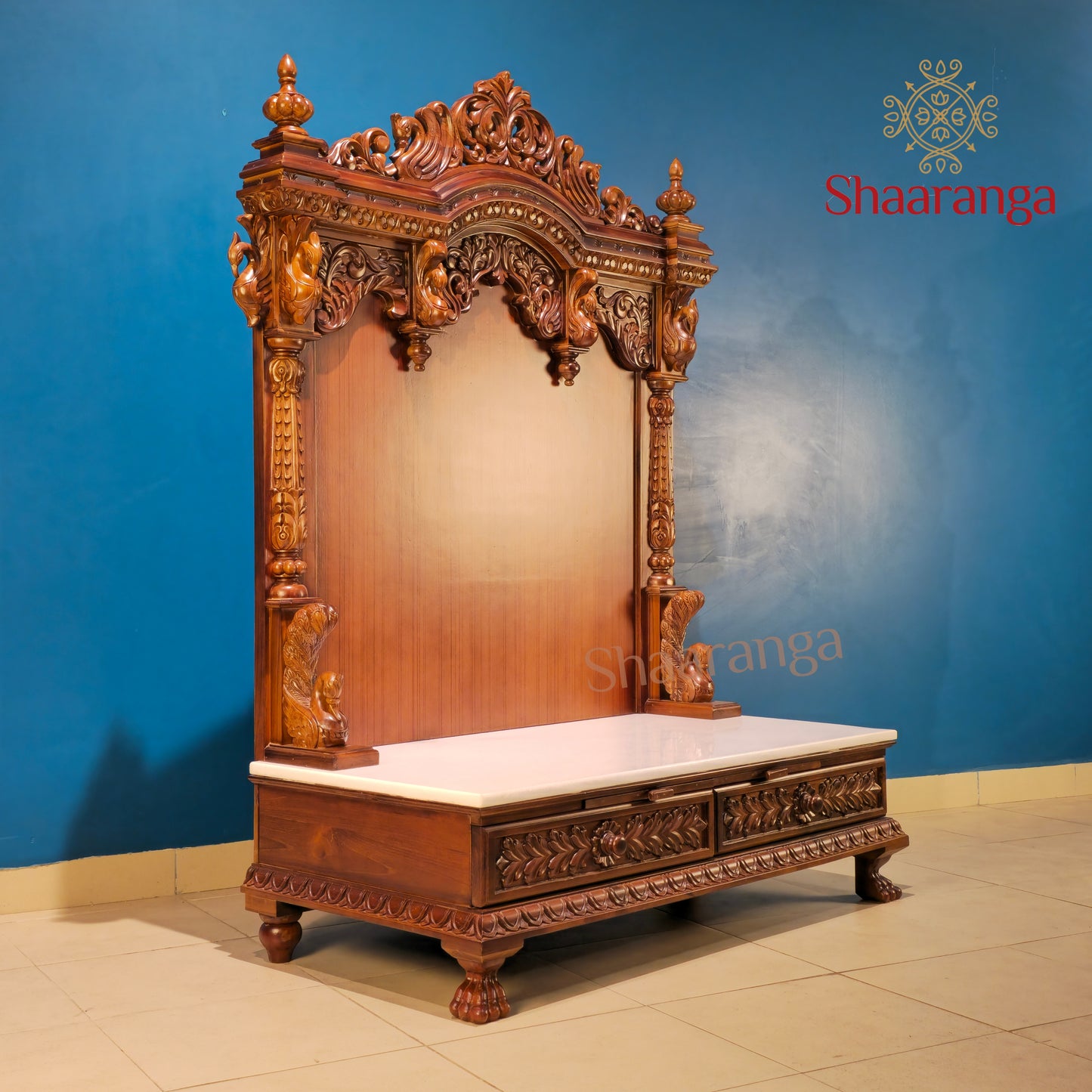 53 Inches Teak wood Open Mandir