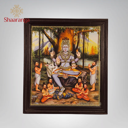 49x35 Inches Dakshina Murthy Swamy Tanjore Painting with 22K Gold work