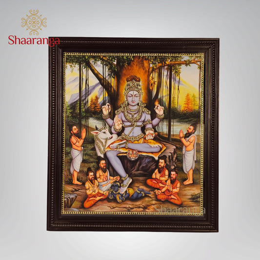 49x35 Inches Dakshina Murthy Swamy Tanjore Painting with 22K Gold work