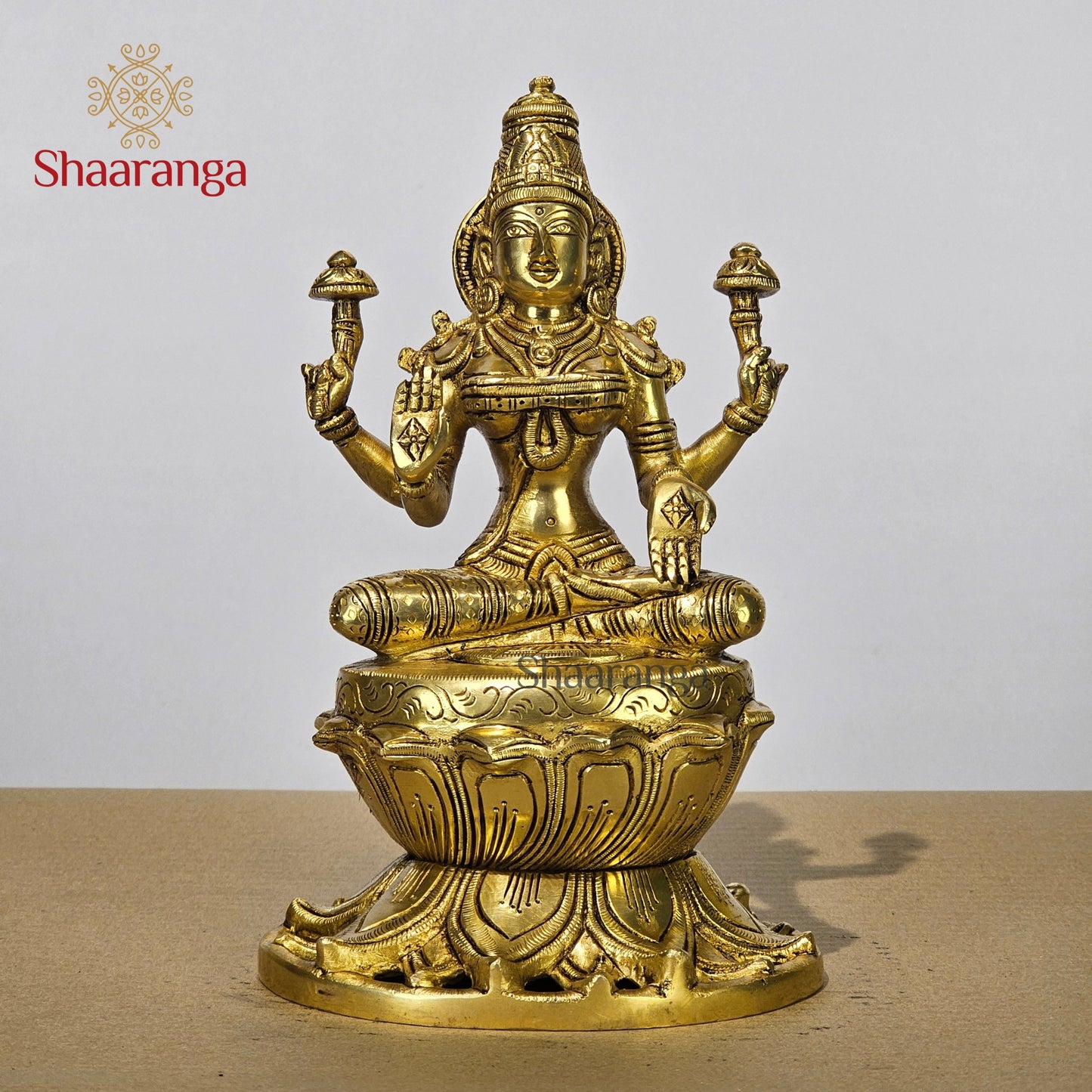 9 Inches Brass Lakshmi On Lotus