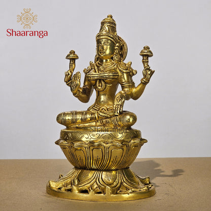9 Inches Brass Lakshmi On Lotus