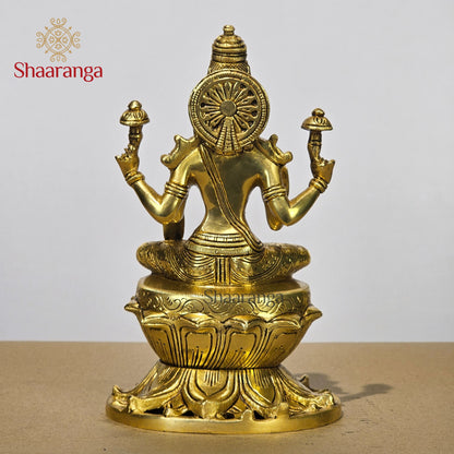 9 Inches Brass Lakshmi On Lotus