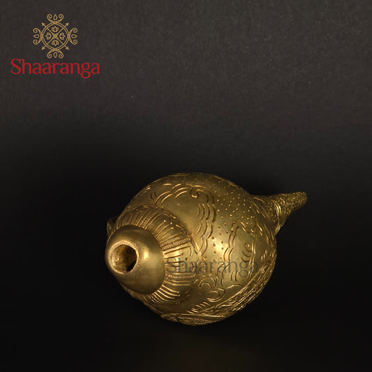 3.5 Inches Brass Shankh Conch with Ganesha Design